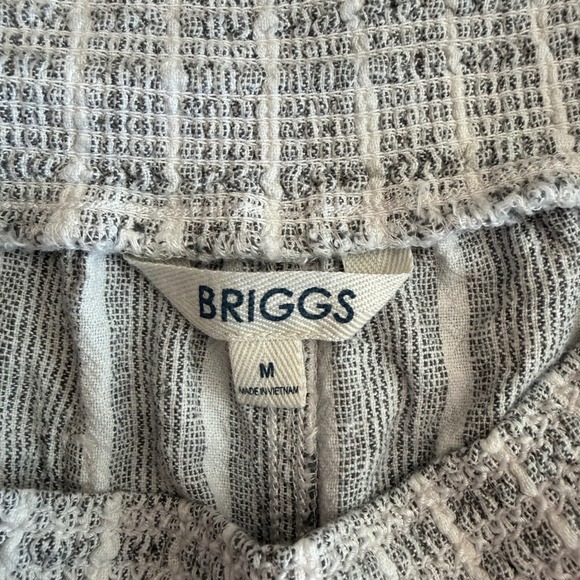 Briggs Womens Grey White Striped Linen Blend Smocked Waist Shorts Size M - Picture 3 of 4